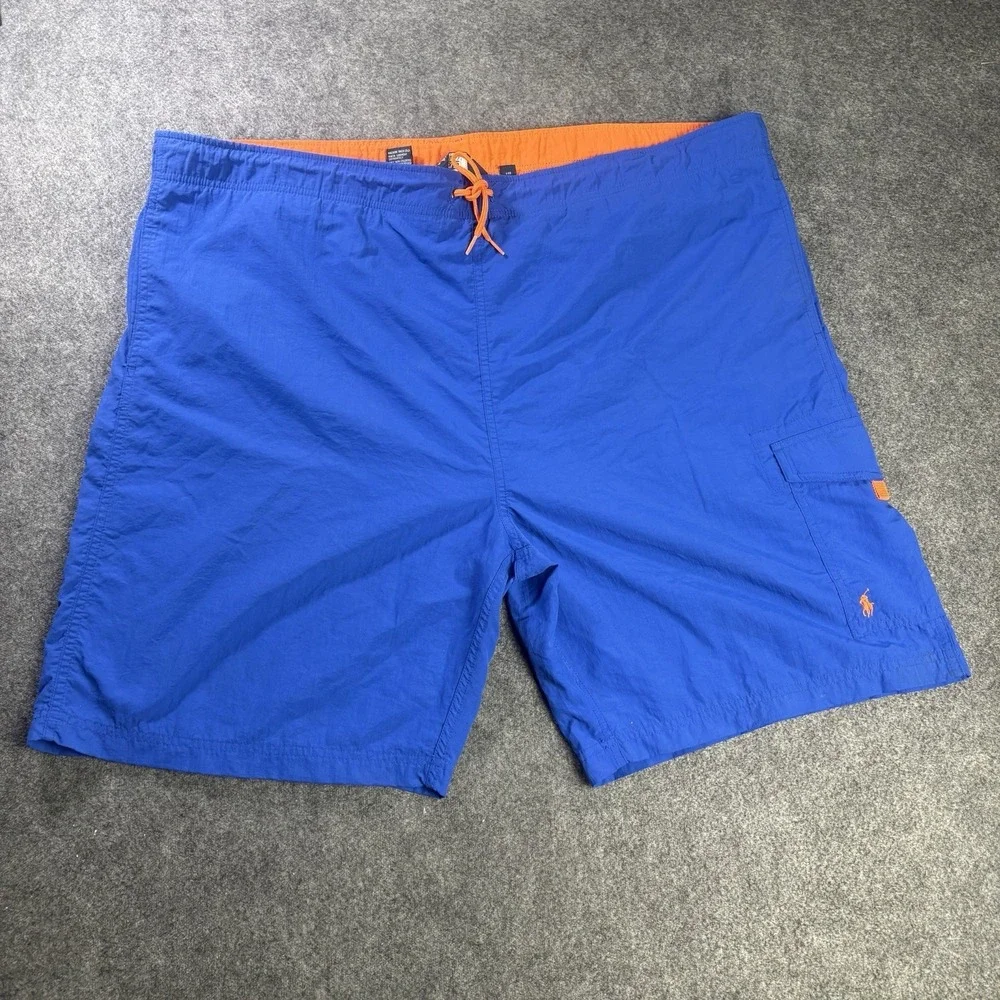 Y2K Polo Ralph Lauren Blue Orange Swim Trunks Board Shorts Men's XXL. A10